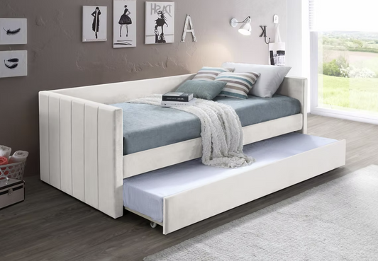 B9360 Vivi Beige Velvet Daybed with Trundle