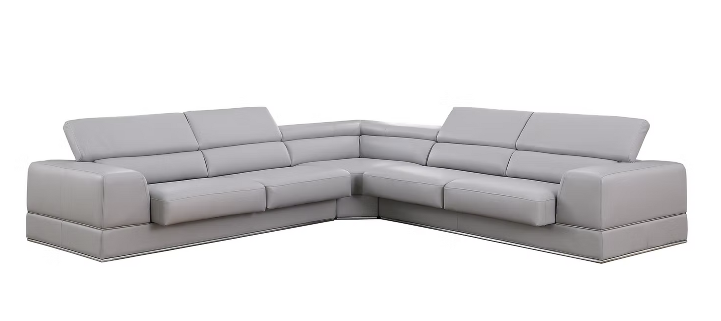 3pcs MI-5106A Pella Light Grey Italian Leather Sectional