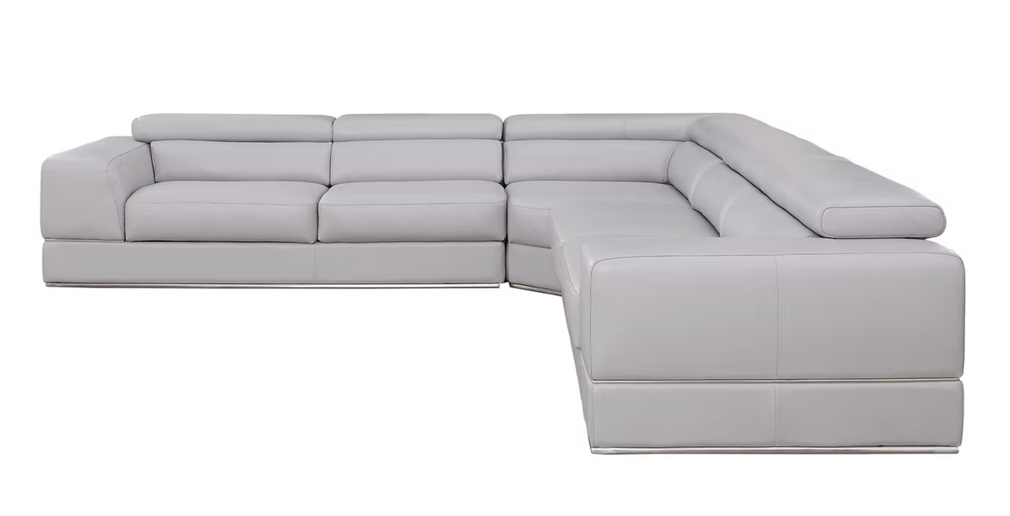 3pcs MI-5106A Pella Light Grey Italian Leather Sectional