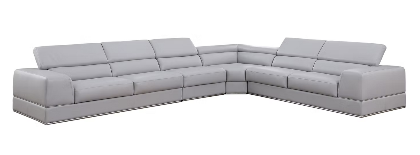 4pcs MI-5106A Pella Light Grey Italian Leather Sectional