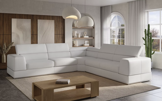 3pcs MI-5106A Pella White Italian Leather Sectional