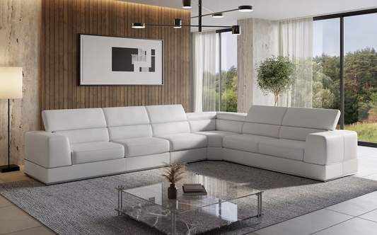 4pcs MI-5106A Pella White Italian Leather Sectional