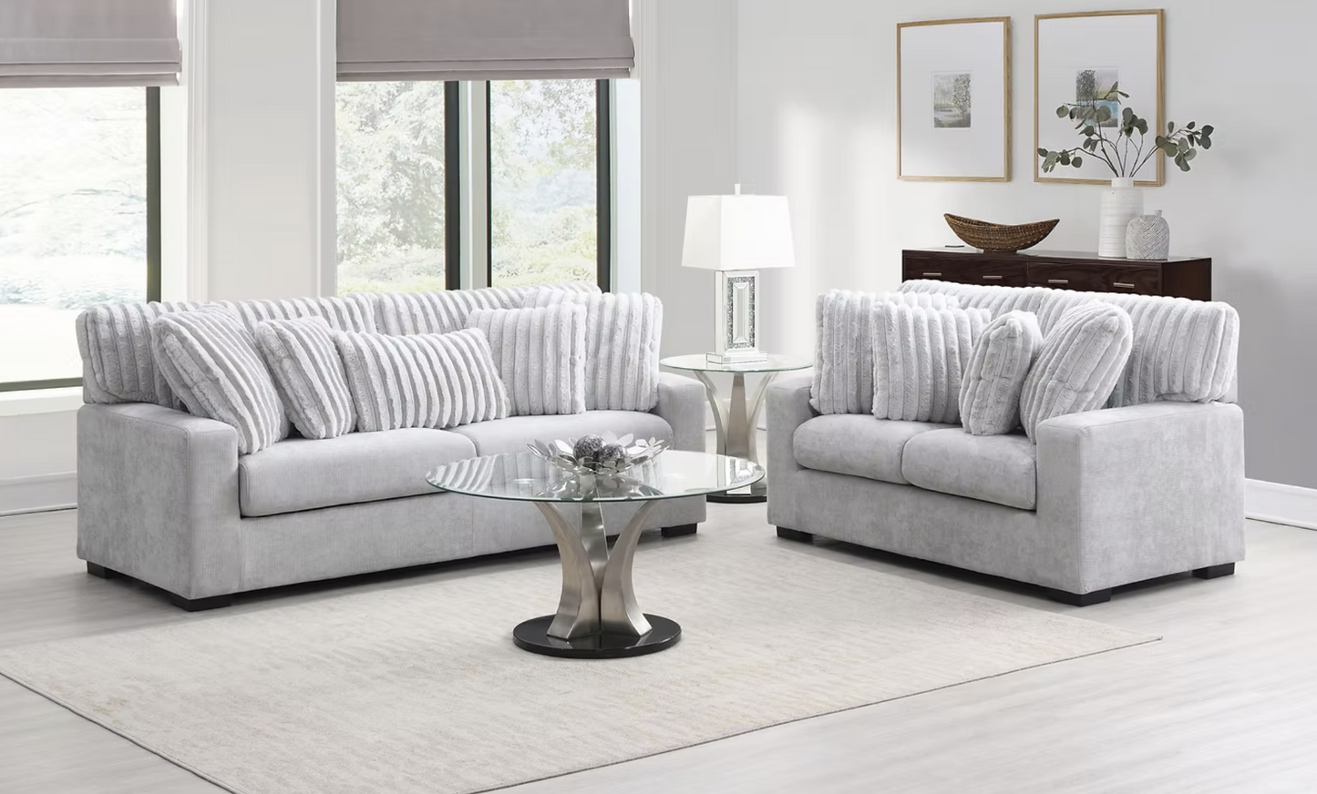3pcs o 2pcs S1800 Tarra Grey Sofa & Loveseat