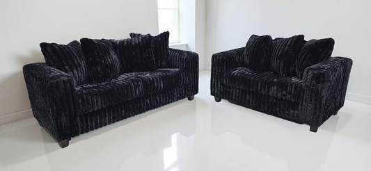 S300 Gia Black Stripe Fabric Sofa & Loveseat