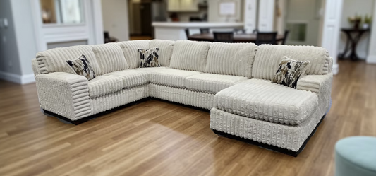 S319 Austin Ivory Stripe Fabric Oversized Sectional