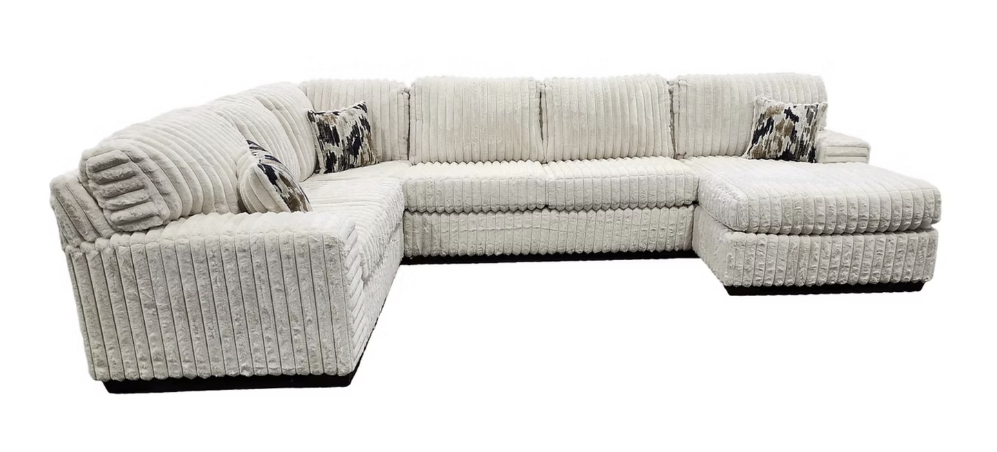 S319 Austin Ivory Stripe Fabric Oversized Sectional