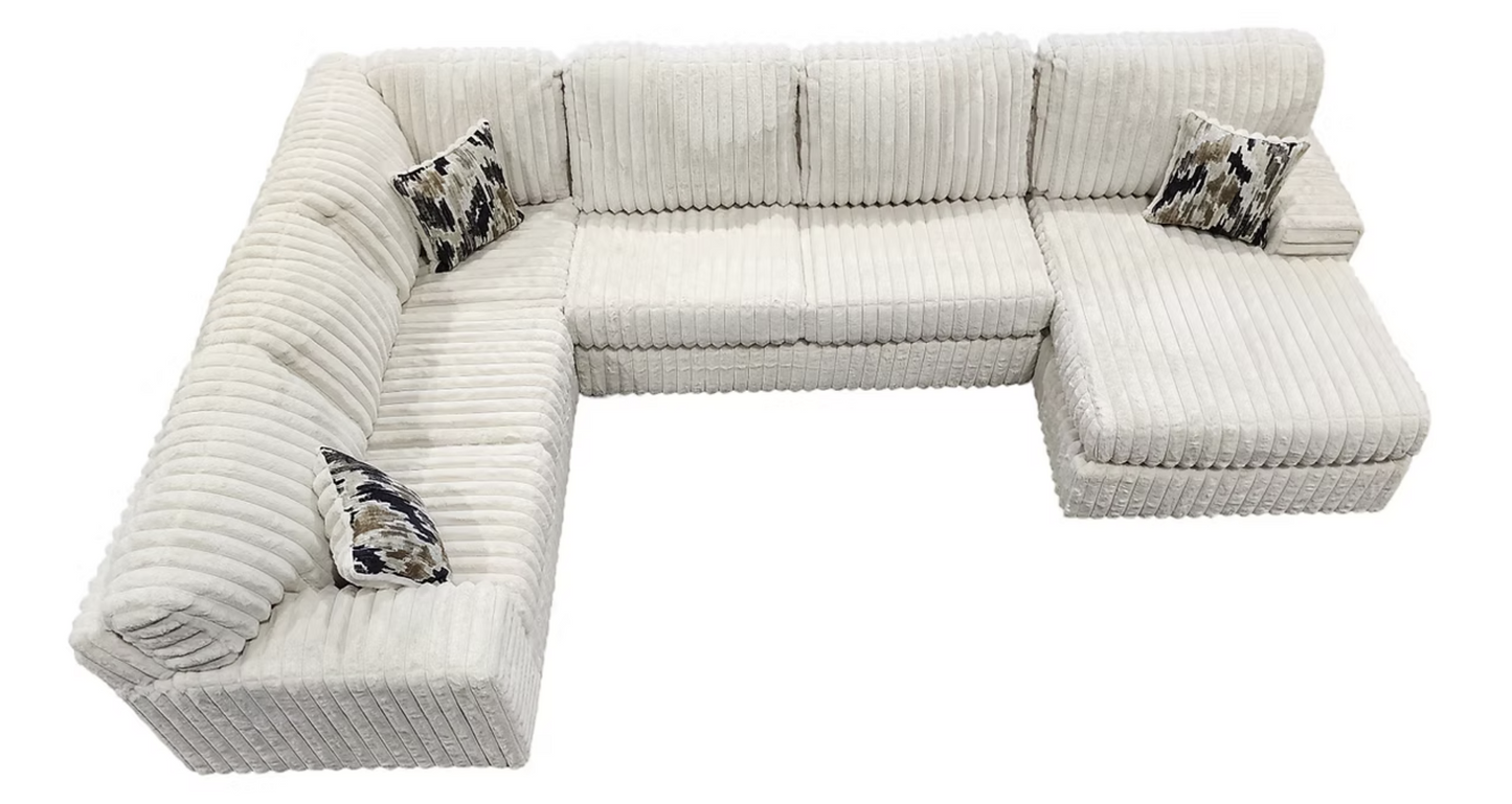 S319 Austin Ivory Stripe Fabric Oversized Sectional