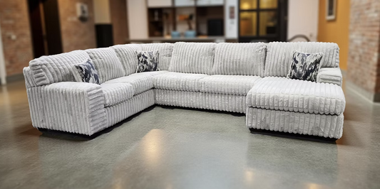 S319 Austin Light Grey Stripe Fabric Oversized Sectional