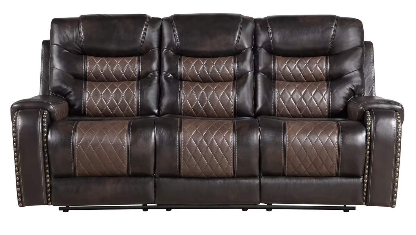3pcs S1988 Phoenix II Brown Leather Reclining Sofa Set