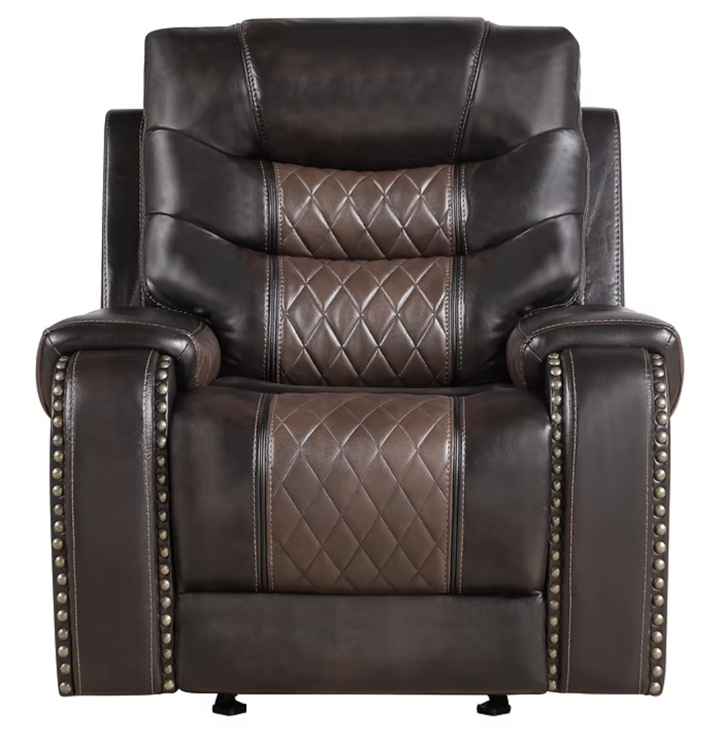 3pcs S1988 Phoenix II Brown Leather Reclining Sofa Set