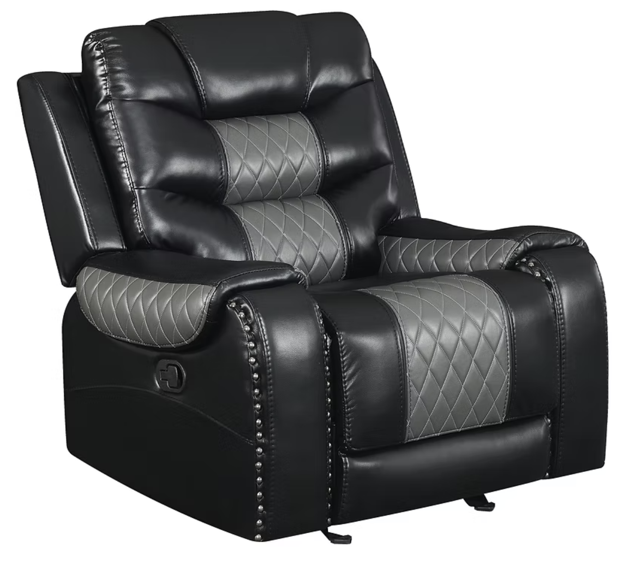 3pcs S1988 Phoenix II Two-Tone Black Leather Reclining Sofa Set