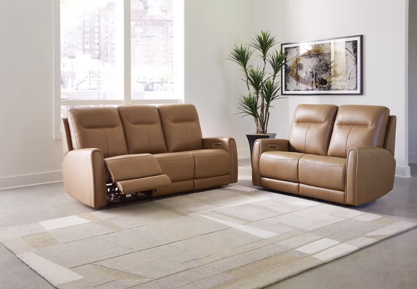3pcs Ashley U93704 Tryanny Genuine Leather Power Reclining Sofa Set