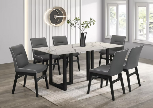 7pcs D1475 Farrin White DIning Set