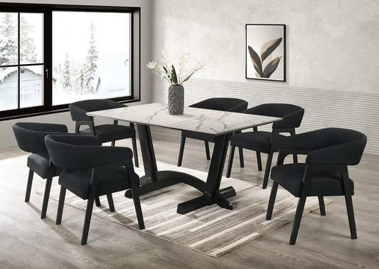 7pcs D1401 Nava White Dining Set
