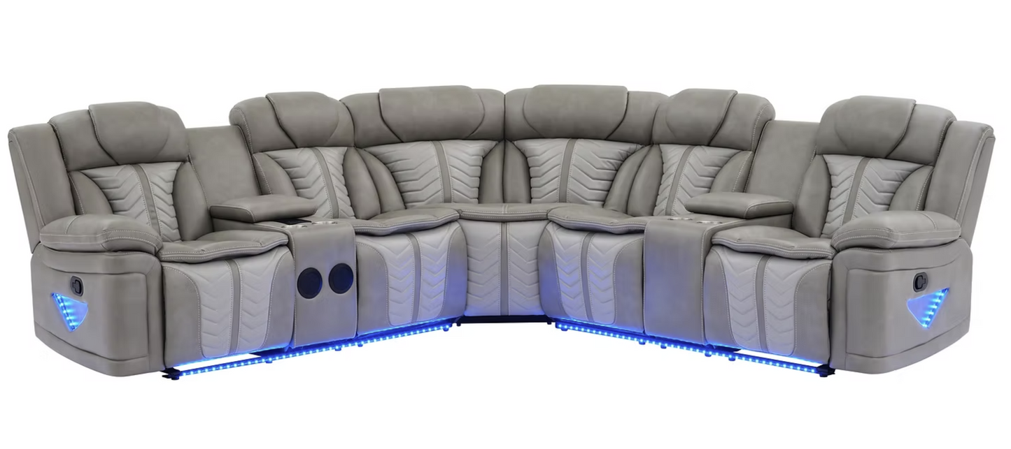 S2025 Innova Grey Reclining Sectional With Speaker & Leds