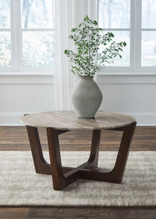 Ashley T667-8 Marble Top Cocktail Table