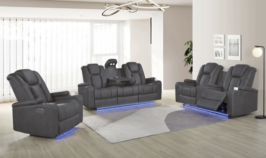 S9304 Ashley Grey Power Reclining Sofa Set