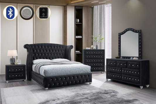 5pcs or 4pcs B2030 Divina Black Diamond Bedroom Set