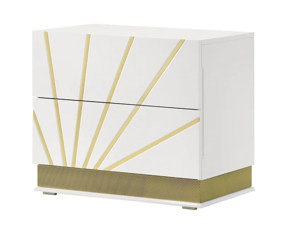 5pcs or 4pcs B59 Safa White & Gold Finish Highgloss LED Bedroom Set