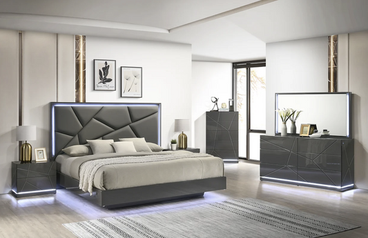 5pcs or 4pcs B86 Lily Grey LED Bedroom Set