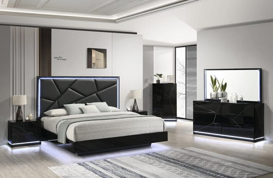 5pcs or 4pcs B87 Naomi Black LED Bedroom Set