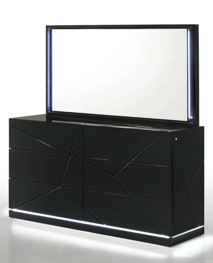 5pcs or 4pcs B87 Naomi Black LED Bedroom Set