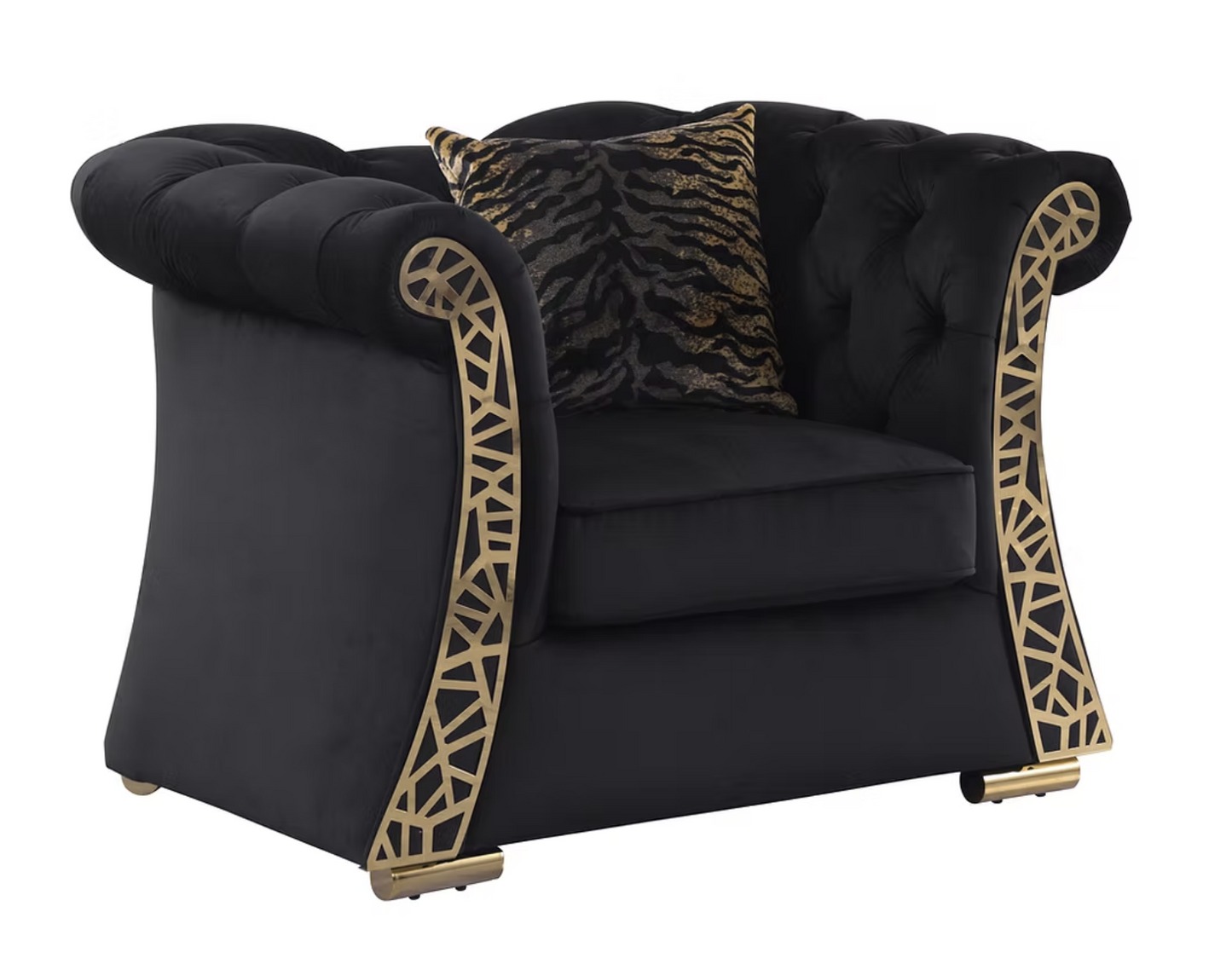 3pcs or 2pcs S1600 Curamo Black Velvet Sofa, Loveseat & Chair