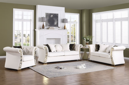3pcs or 2pcs S1600 Curamo Cream Velvet Sofa, Loveseat & Chair