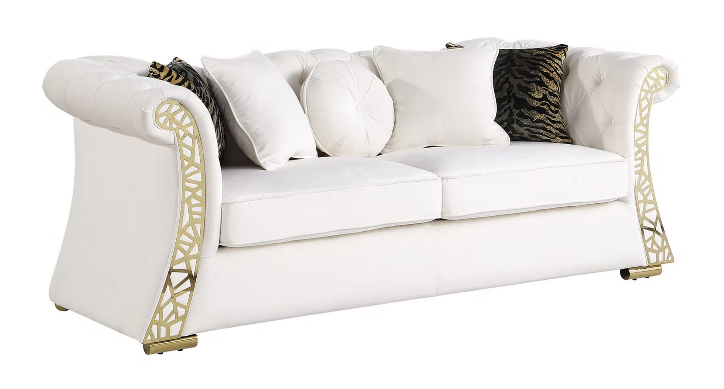 3pcs or 2pcs S1600 Curamo Cream Velvet Sofa, Loveseat & Chair