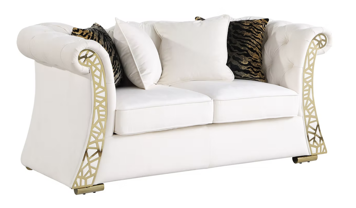 3pcs or 2pcs S1600 Curamo Cream Velvet Sofa, Loveseat & Chair