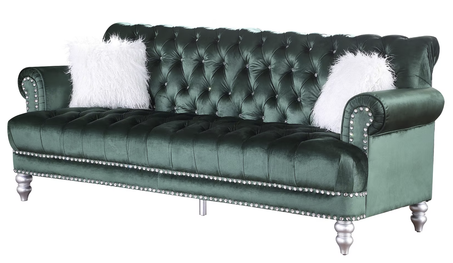 S6116 Royal Green Velvet Sofa & Loveseat