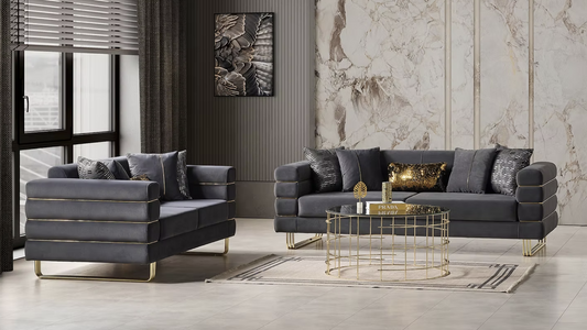 Luma Grey Velvet Sofa & Loveseat
