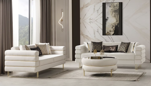 Luma Off White Velvet Sofa & Loveseat