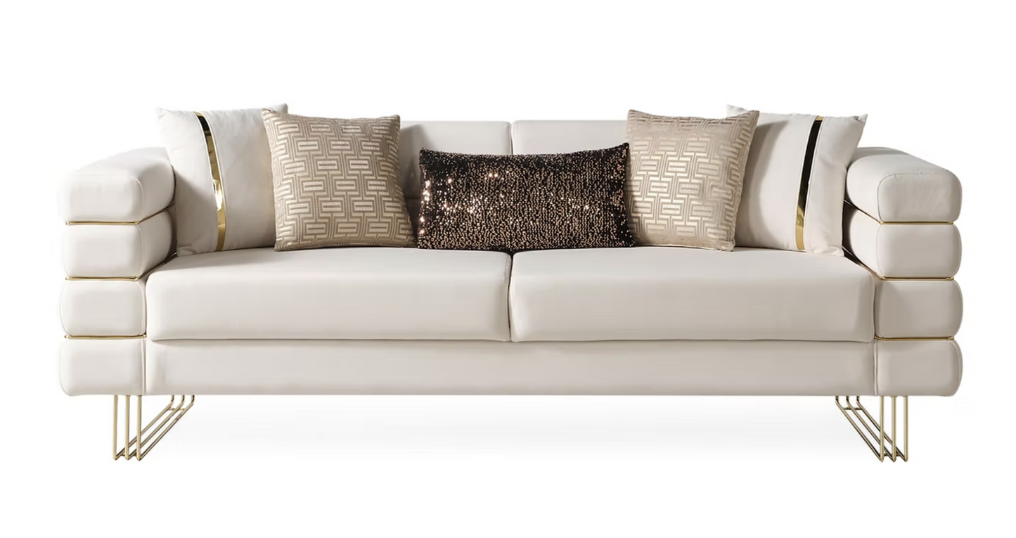 Luma Off White Velvet Sofa & Loveseat