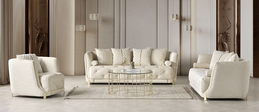 3pcs or 2pcs Elit Off White Sofa, Loveseat & Chair