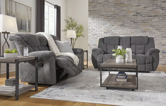 3pcs Ashley 38104 Foreside Charcoal Reclining Sofa Set