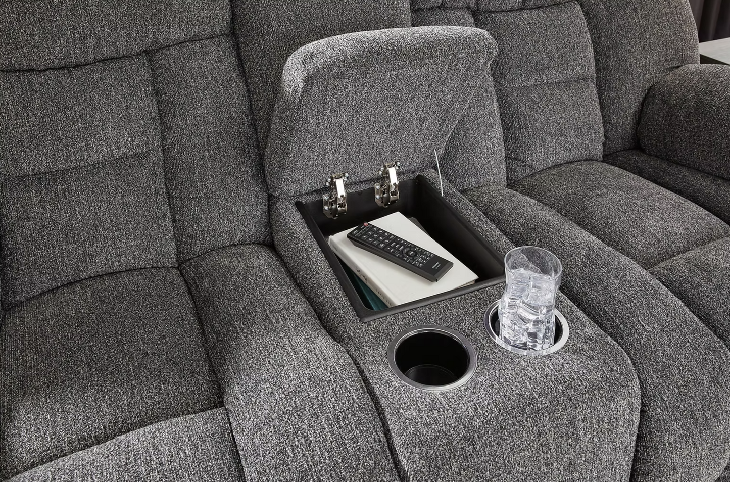 3pcs Ashley 38104 Foreside Charcoal Reclining Sofa Set
