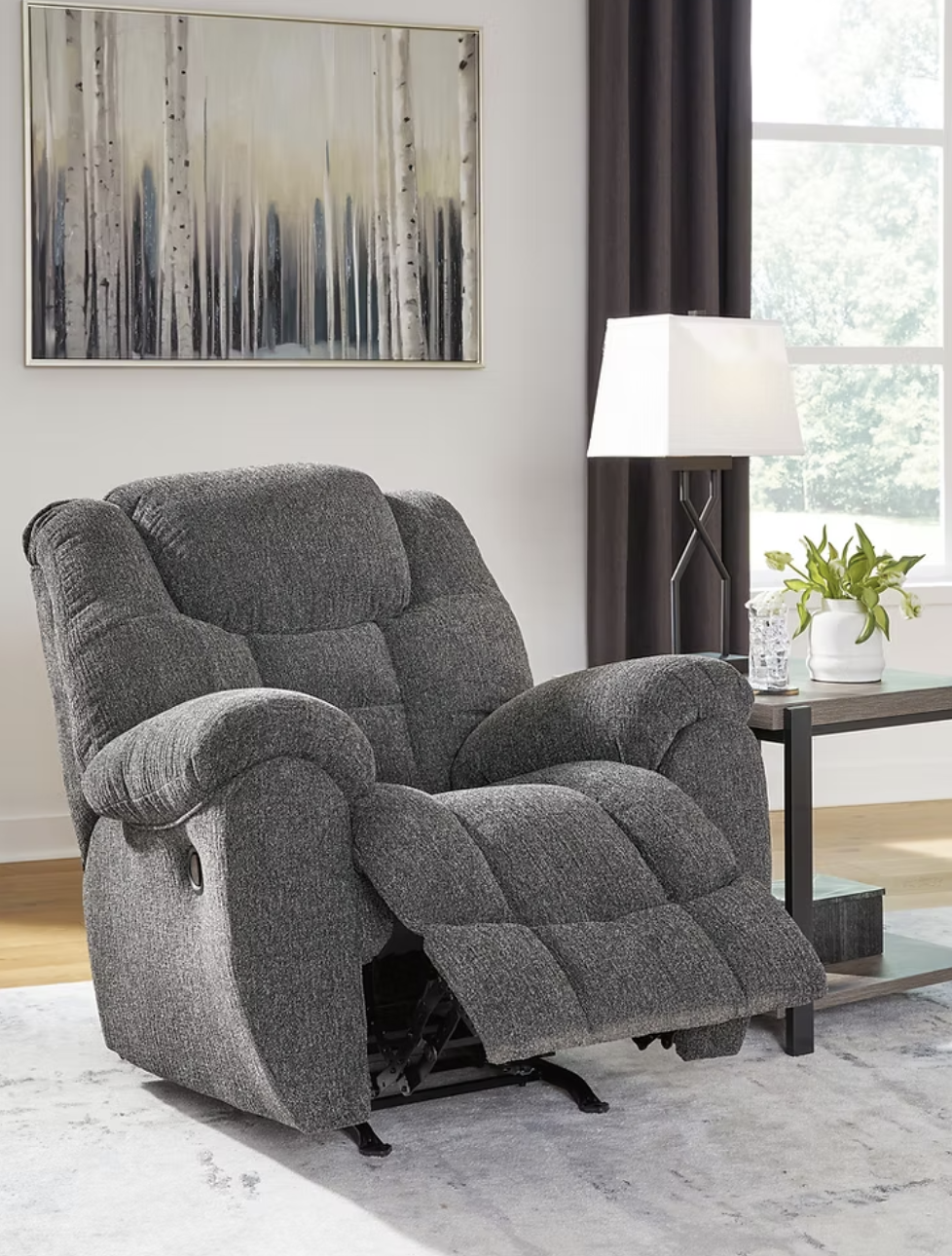 3pcs Ashley 38104 Foreside Charcoal Reclining Sofa Set