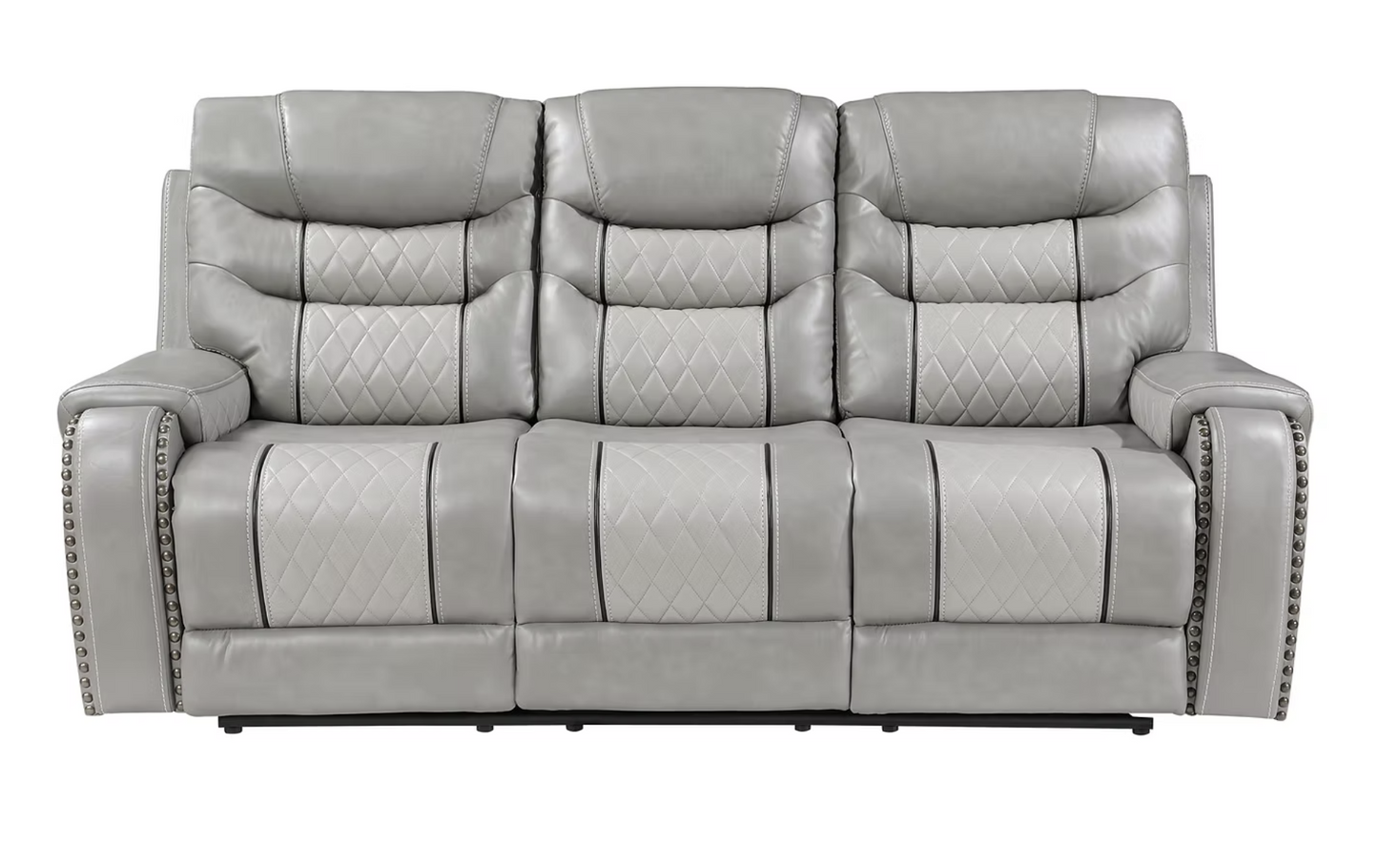 3pcs S1988 Phoenix II Grey Leather Reclining Sofa Set