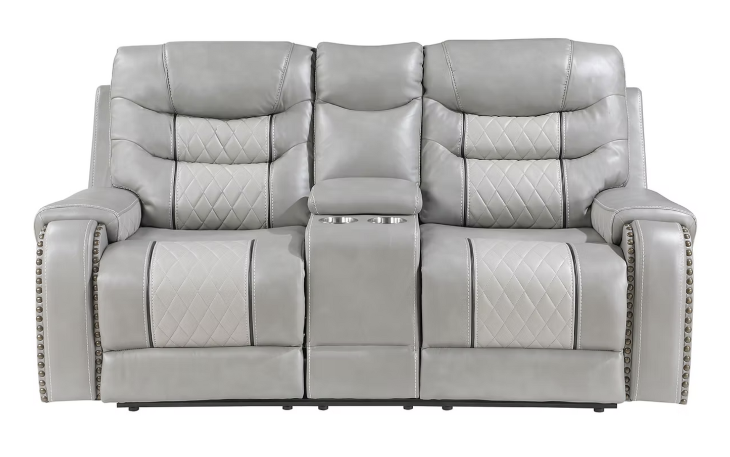 3pcs S1988 Phoenix II Grey Leather Reclining Sofa Set