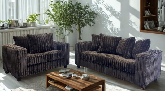 S300 Gia Chocolate Fabric Sofa & Loveseat