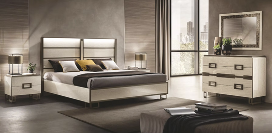 4pcs Poesia King Beige Italian Bedroom Set