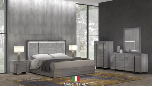 5pcs Blade Queen Grey Italian Bedroom Set