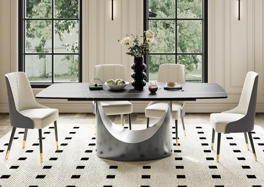 7pcs Lexi Matt Black Dining Set