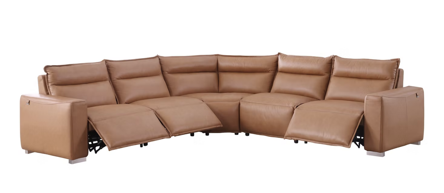 MI-1235 Sierra Camel Italian Leather Power Sectional
