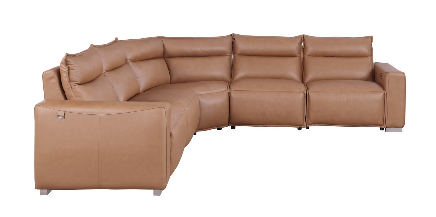MI-1235 Sierra Camel Italian Leather Power Sectional
