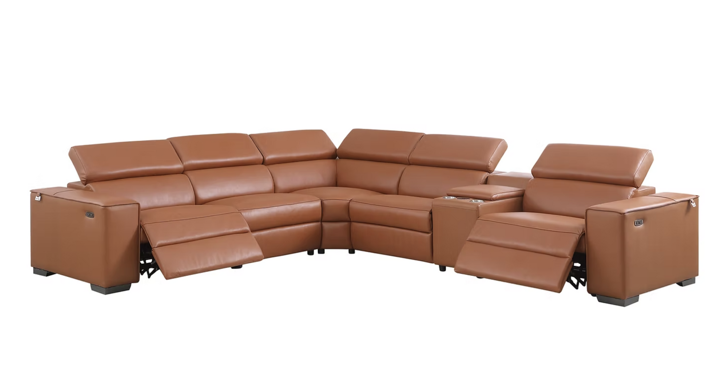6pcs MI-631 Picasso Camel Leather Power Sectional