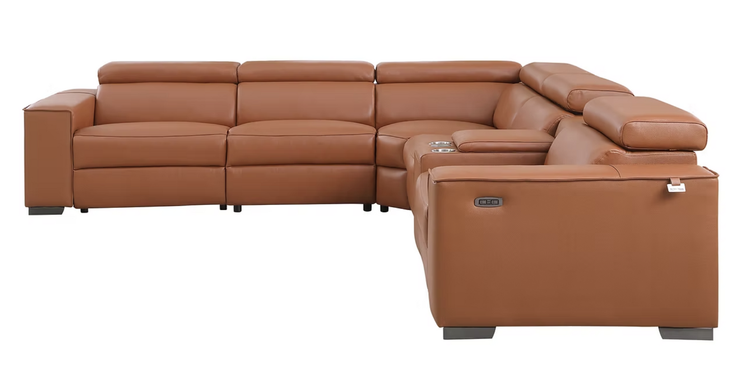 6pcs MI-631 Picasso Camel Leather Power Sectional