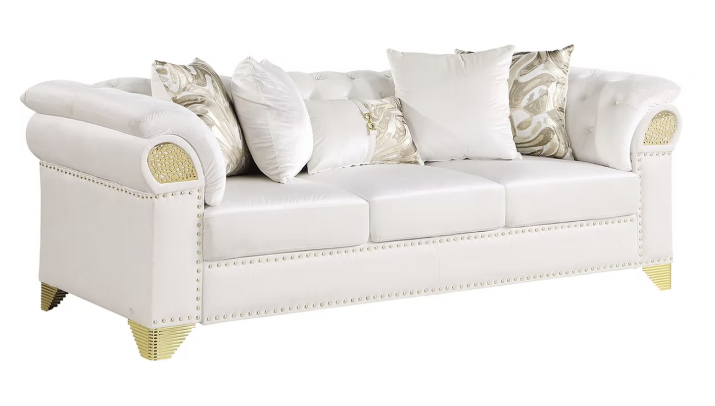 3pcs or 2pcs S3600 Emma Cream Velvet Sofa, Loveseat & Chair