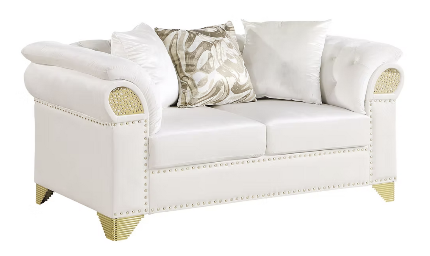 3pcs or 2pcs S3600 Emma Cream Velvet Sofa, Loveseat & Chair